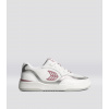 UBA White Leather and Suede Blush Pink Logo Silver Accents Sneaker