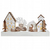 Solight LED vánoční vesnička 34x17cm dřevo 4 LED 2x AA 1V256