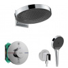 Hansgrohe Sprchový set s termostatom pod omietku, s telesom, priemer 36 cm, 3 prúdy, chróm SANI21HHH010-HG