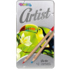 Artist - pastelky drevené okrúhle kovový box 12 farieb