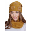Kamea Horčicová dámska zimná čiapka s kvietkami Kamea Naila, Veľkosť uni, Farba horčicová