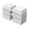 INTEDOOR Skriňa+2umývadlá BEE, úchyt chróm, š.120cm, regál stred, biela 3D pruhy