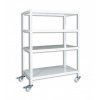 Pojazdný regál s kolieskami Biedrax, biely - 75 x 150 x 190 cm, 4 police