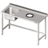 Stůl s dřezem z levé strany a otvorem na odpadky 1600x600x850 mm | STALGAST, 980946160 inox