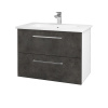 Dreja Umývadlová skrinka GIO SZZ2 80 - N01 Biela lesk / Úchytka T04 / D16 Tmavý betón