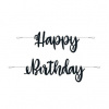 Party nápis čierny Happy Birthday 213 cm