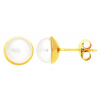 Zlaté napichovacie náušnice so syntetickou perlou