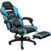 tectake 404741 herná kancelárska stolička comodo s podnožkou - čierna/ azúrová