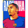 CUKROVÁ TLAČ Jedlý obrázok na tortu RAPHINHA FC BARCELONA + POSTAVY MENO 96