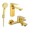 Súprava batérií MEXEN ALEXA XI - umývadlová batéria + vaňová batéria so sprchou zlatá