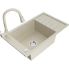 Mexen Elias žulový kuchynský drez s 1 miskou a odkvapkávačom a kuchynskou batériou Elia, béžový - 6511-69-670101-69