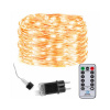Springos LED reťaz Nano - 48m, 480LED, 8 funkcií, ovládač, IP44, teplá biela