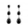 B-TOP Postriebrené náušnice so zirkónmi Black Drop