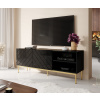 TV STOLÍK DIOS ČIERNY LESK OCEĽOVÝ PODSTAVEC 150 cm