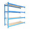 Profesionálny regál Biedrax prídavný 100 x 120 x 250 cm, 4 police - nosnosť 350 kg/polica, modrý