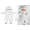 Chlpáčkový overal Luna s kapucňou + rukavičky, Baby Nellys, Medvedík, biely, veľ. 74/80 Baby Nellys 8596309419732