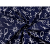 Bavlněná látka námořnický vzor METRÁŽ - 2 (1446N) modrá tmavá