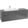 VILLEROY & BOCH Collaro závesná skrinka pod umývadlo na dosku (umývadlo vľavo), 4 zásuvky, s LED osvetlením, 1600 x 500 x 548 mm, Glossy Grey, C026B0FP