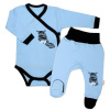 Baby Nellys 2-dílná sada body dl. rukáv + polodupačky, modrá - Zebra, vel. 62 - 74 (6-9m)