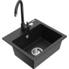 Mexen Milo, 1-komorový granitový drez 43,5x41 cm a kuchynská batéria Telma, čierna-strieborná, 6505-73-670200-70