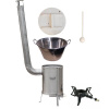 Home Cook kotol na guláš a zabíjačku nerez 100 L (1,2 mm), Home Cook nerezová kotlina 60 cm LUX, Home Cook pokrievka drevo, KEMPER plynový horák liatina (varič) 7 kW PB, vareška 80 cm SMREK