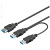 PremiumCord USB 3.0 napájací Y kábel A/Male + A/Male -- A/Female DUAL (prídavné napájanie) (ku3y02)