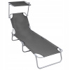 Vidaxl Black Metal Deckchair (SKLADACIE ZÁHRADNÉ ležadlo s baldachýnom PLÁŽOVÉ KRESLO)
