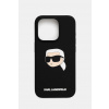 Puzdro na mobil Karl Lagerfeld iPhone 15 Pro 6.1 čierna farba, KLHMP15LSKHPPLK ONE SIZE