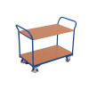 Prepravný vozík z ocele, 2 police, práškovo lakovaný, TPE kolieska, EasySTOP, 1000 x 600 mm