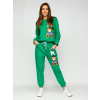Zelená dámska dvojdielna tepláková súprava zdobená nášivkami Bolf 52308