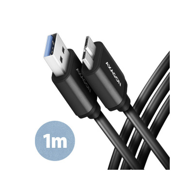 AXAGON BUMM3-AM10AB, SPEED kabel Micro-B USB USB-A, 1m, USB 3.2 GEN 1, 3A, ALU, tpe, černý (BUMM3-AM10AB)