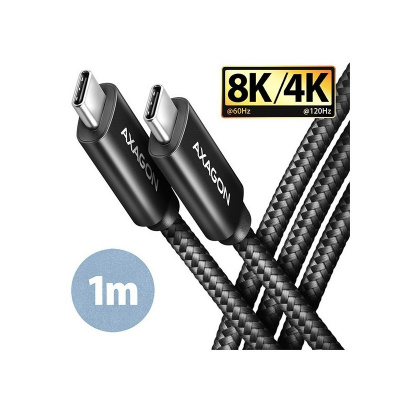 AXAGON BUCM432-CM10AB NewGEN+ kabel USB-C - USB-C, 1m, USB4 Gen 3×2, PD 100W 5A, 8K HD, ALU, oplet