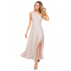 Maxi šaty na jedno rameno M718 šampanské - MOE S