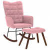 zahrada-XL Hojdacie kreslo vidaXL so stoličkou Pink Velvet 4016847
