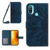 Peňaženkové kožené puzdro Skin Feel Sun Flower na Motorola Moto E20 / E30 / E40 - Inky Blue