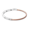 Dvojfarebný náramok PANDORA Pozlátený Signature s I-D pavé 17,5 cm