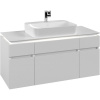 VILLEROY & BOCH Legato závesná skrinka pod umývadlo na dosku (umývadlo v strede), 5 zásuviek, s LED osvetlením, 1200 x 500 x 550 mm, White Matt, B758L0MS