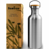 Fľaša z nehrdzavejúcej ocele s bambusovým uzáverom, ZERO WASTE, 1 l, Bambaw