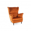 SIGNAL MEBLE Kreslo ušiak LORD VELVET, wenge/oranžová bluvel 4215