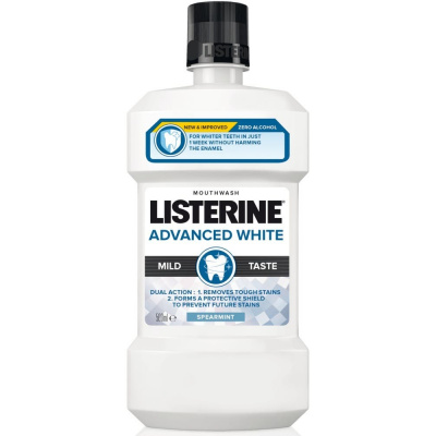 Listerine Advanced White Mild Taste ústna voda s bieliacim účinkom 500 ml