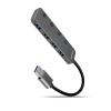 AXAGON HUE-MSA, 4x USB 3.2 Gen 1 SWITCH hub, kovový, micro USB napr. konektor, kábel USB-A 20cm HUE-MSA