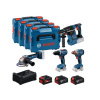 Bosch aku súprava náradia 18 V GSR 18V-65, GDX 18V-285, GBH 18V-26, GWS 18V-11 + 1x EXBA 5.5Ah 2x GBA 5Ah 0615A500BJ