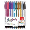 Gélové pero, sada, 0,33 mm, s uzáverom, ZEBRA Doodlerz Glitter, 10 rôznych farieb