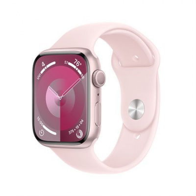 APPLE Watch SERIES 9 GPS, 45mm Pink Aluminium Case with Light Pink Sport Band - S/M (MR9G3QC/A)