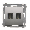 Kontakt Simon HDMI 2-zásuvka Simon54 PREMIUM/NATURE strieborná DGHDMI2.01/43