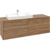 VILLEROY & BOCH Collaro závesná skrinka pod umývadlo na dosku (umývadlo vľavo), 4 zásuvky, s LED osvetlením, 1600 x 500 x 548 mm, Oak Kansas, C026B0RH