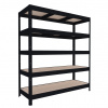Veľký kovový regál Biedrax 60 x 160 x 177 cm, 5 políc - čierny/MDF 6 mm, 400 kg/pol.
