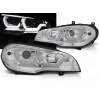 BMW X5 E70 07-13 - predný chróm svetla 3D ANGEL EYES a LED denným svietením