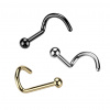 Titánový piercing do nosa špirála pologulička Maxx Barva: Čierna, Veľkosť: 0,8 mm, Dĺžka / priemer: 6 mm