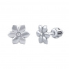 Celostříbrné náušnice květinky na šroubek SILVEGOB31854SBD